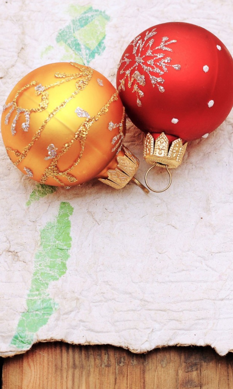 Sfondi New Year Golden And Red Decorations 768x1280