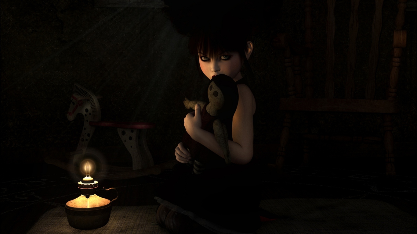 Das Lonely Child With Toy Wallpaper 1366x768