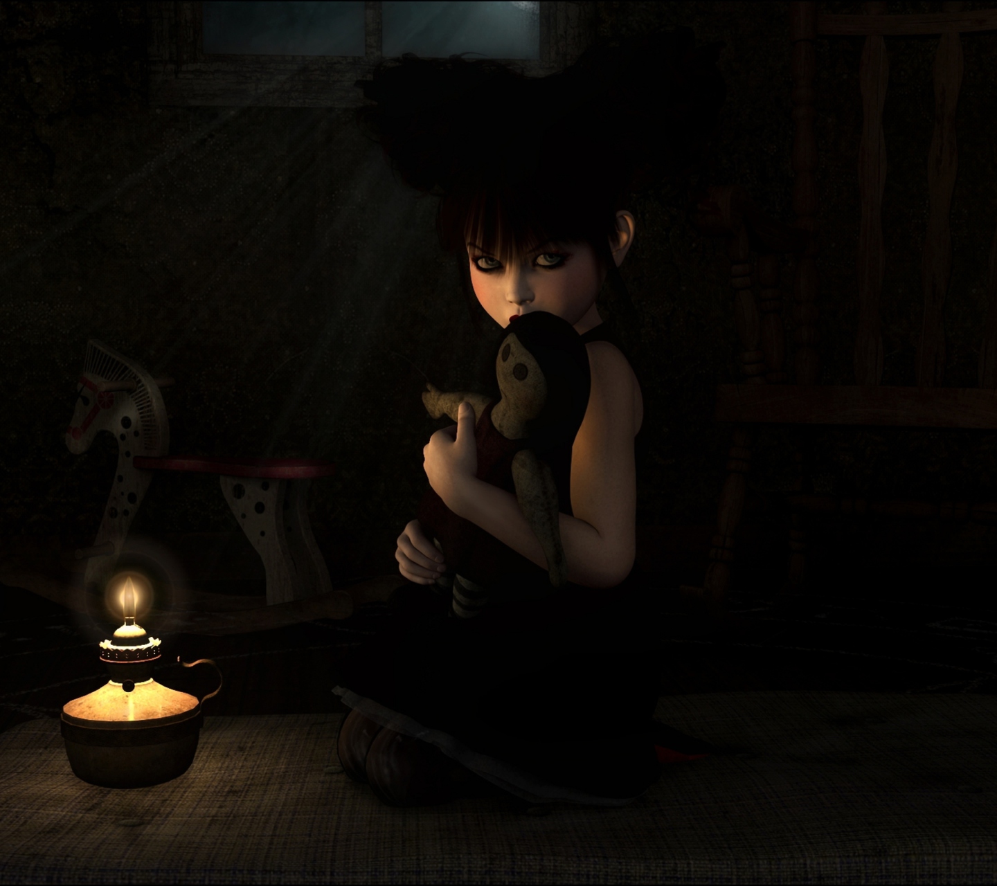 Das Lonely Child With Toy Wallpaper 1440x1280