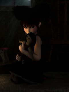 Das Lonely Child With Toy Wallpaper 240x320