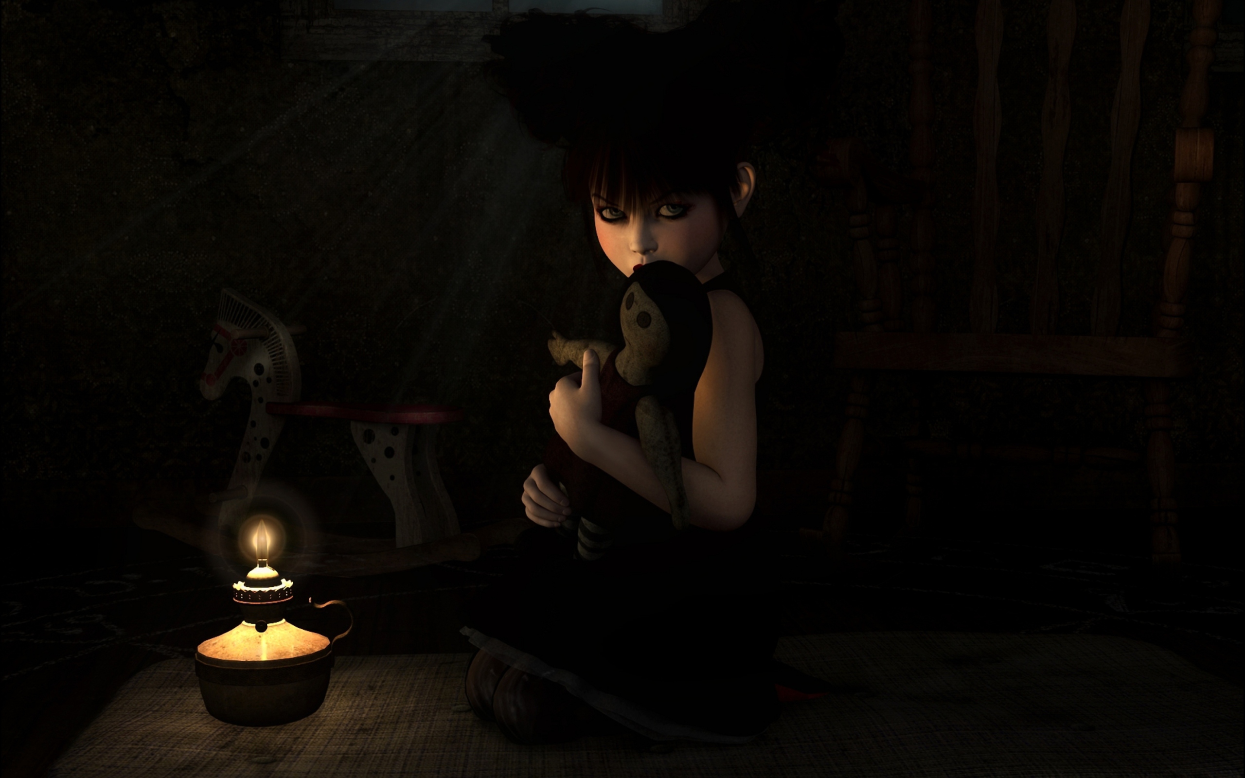Lonely Child With Toy screenshot #1 2560x1600
