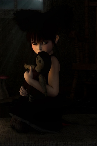 Das Lonely Child With Toy Wallpaper 320x480