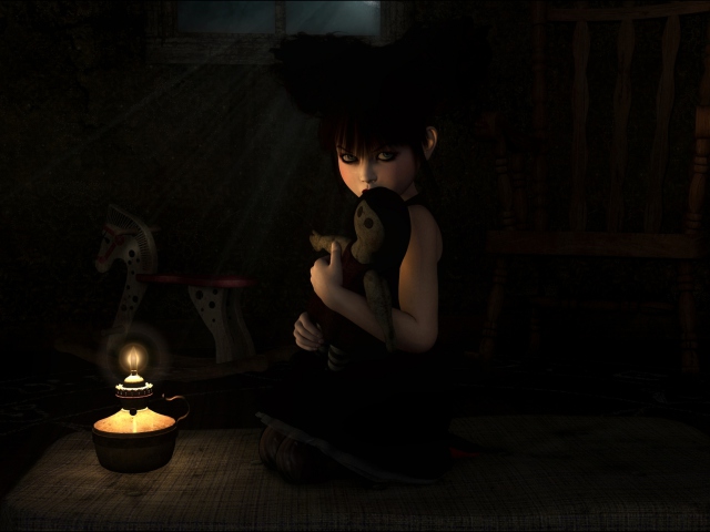 Fondo de pantalla Lonely Child With Toy 640x480