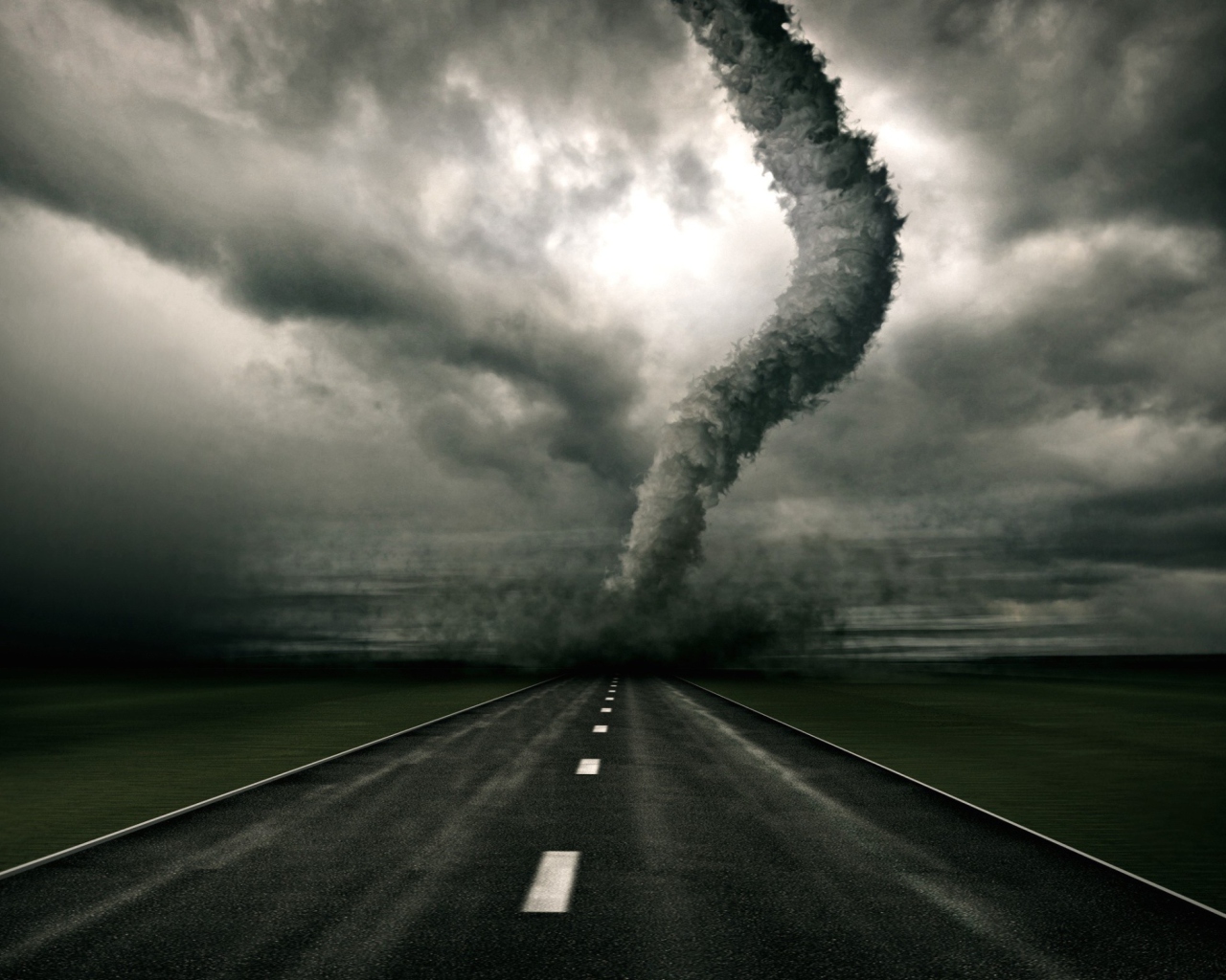 Обои Tornado On The Road 1280x1024