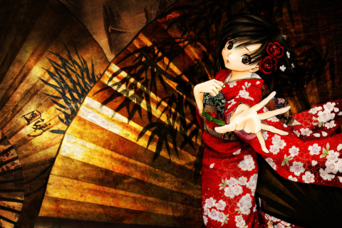 Das Toujou Aya In Kimono Wallpaper 480x320