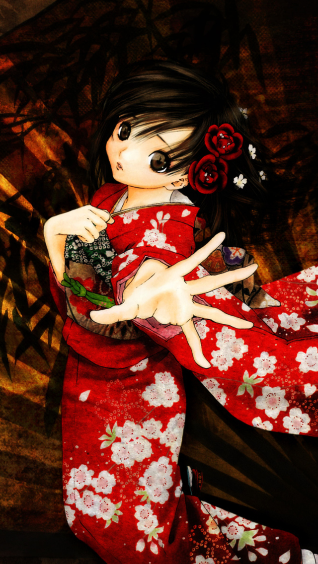 Das Toujou Aya In Kimono Wallpaper 640x1136