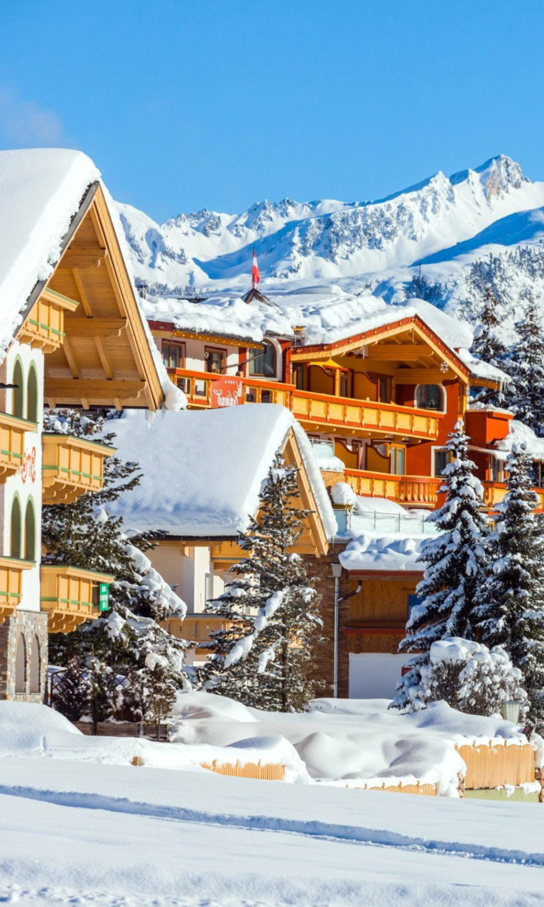 Обои Austria Ski Holidays 768x1280