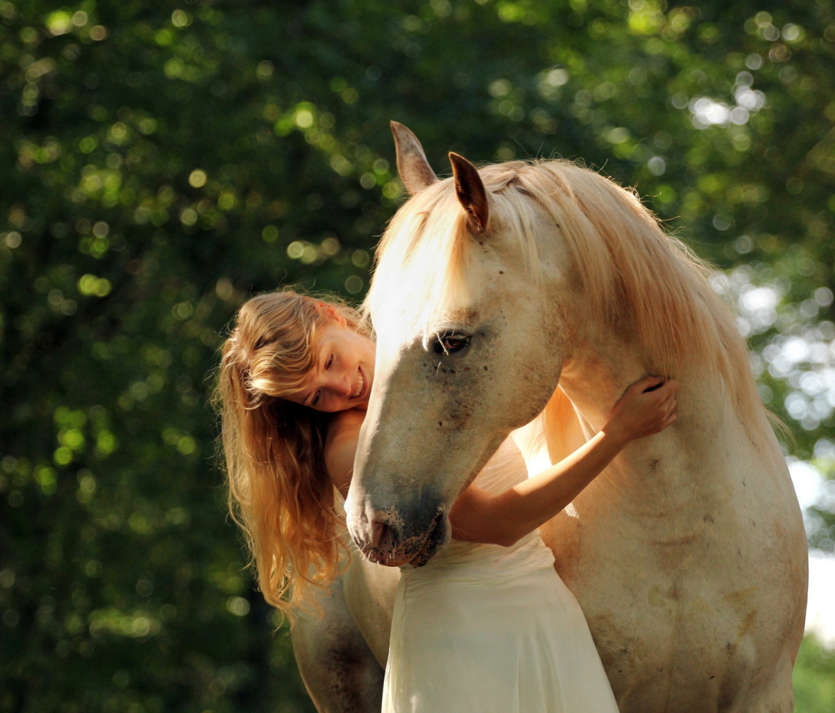 Blonde Girl And Horse wallpaper 1200x1024