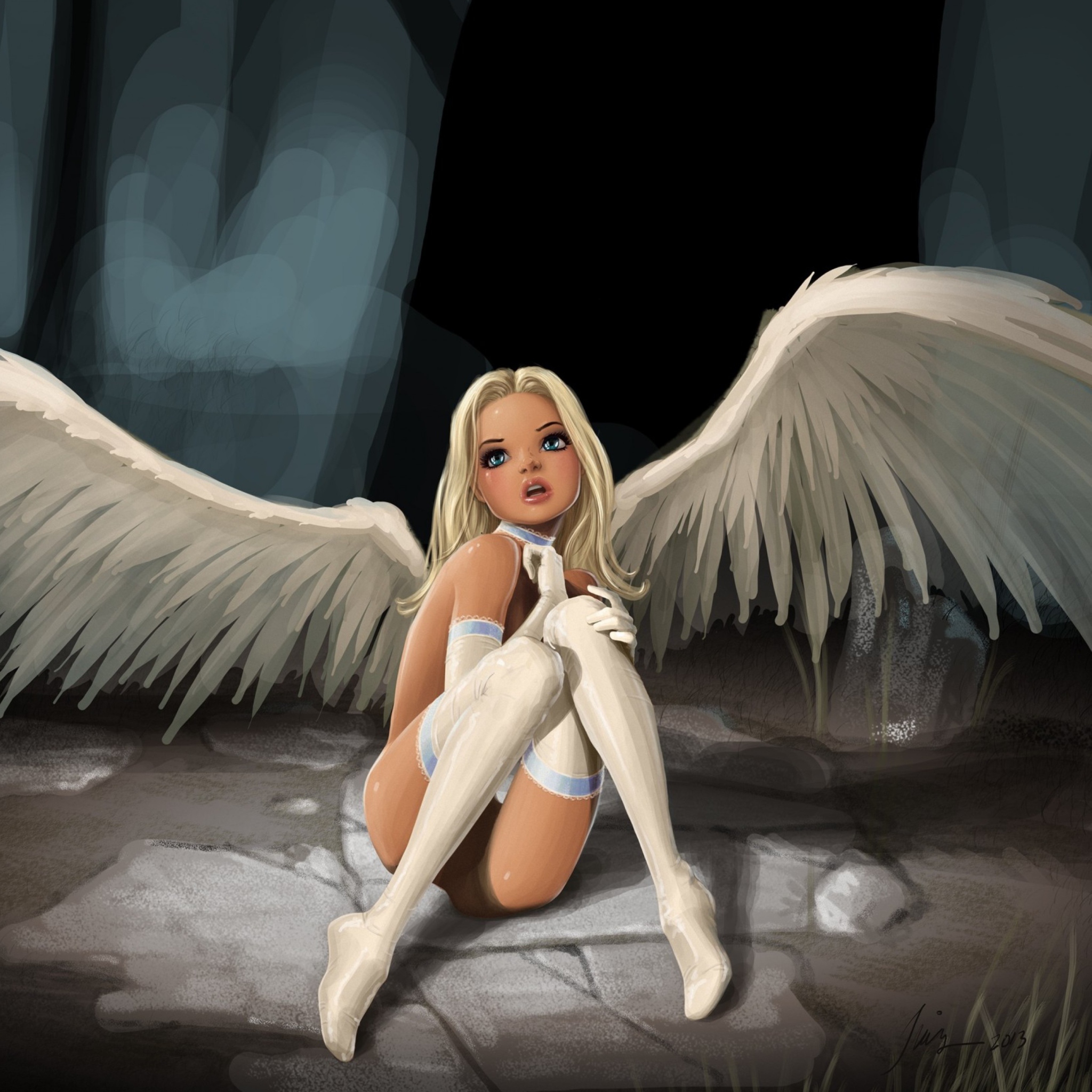 Fondo de pantalla White Angel 2048x2048