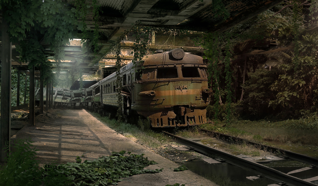 Das Abandoned Train Wallpaper 1024x600