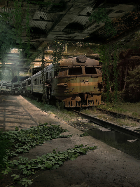 Обои Abandoned Train 480x640