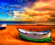 Seascape And Boat wallpaper 176x144