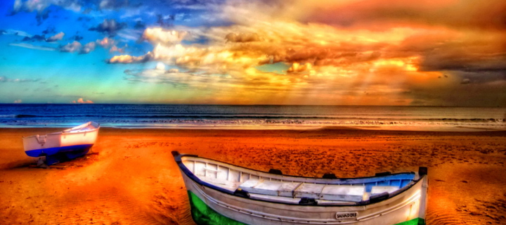 Seascape And Boat wallpaper 720x320