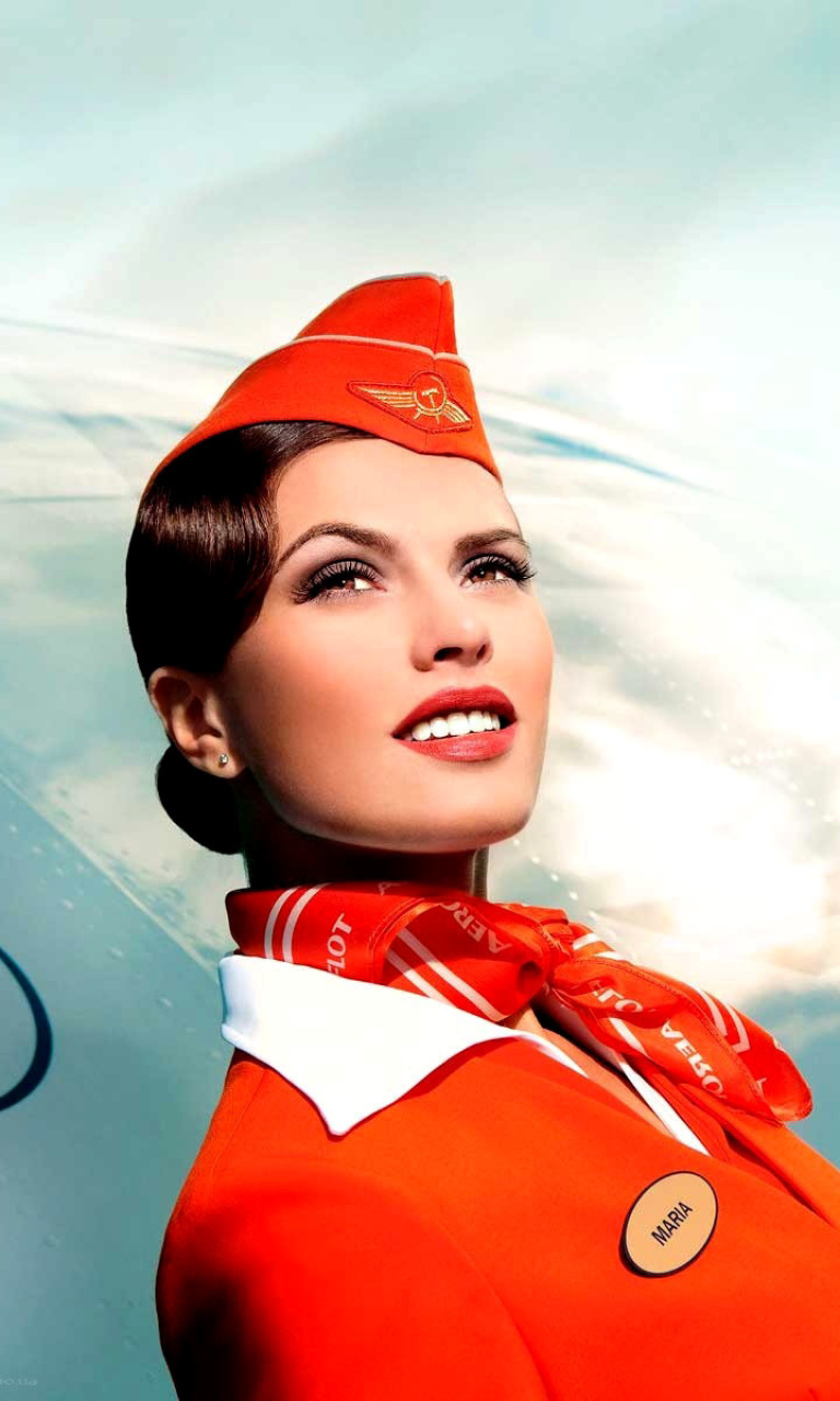 Das Aeroflot Russian Girl Wallpaper 768x1280