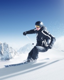 Das Skiing In Snowy Mountains Wallpaper 128x160