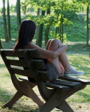 Обои Girl Sitting On Bench 128x160