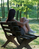 Das Girl Sitting On Bench Wallpaper 128x160