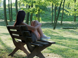 Girl Sitting On Bench screenshot #1 320x240