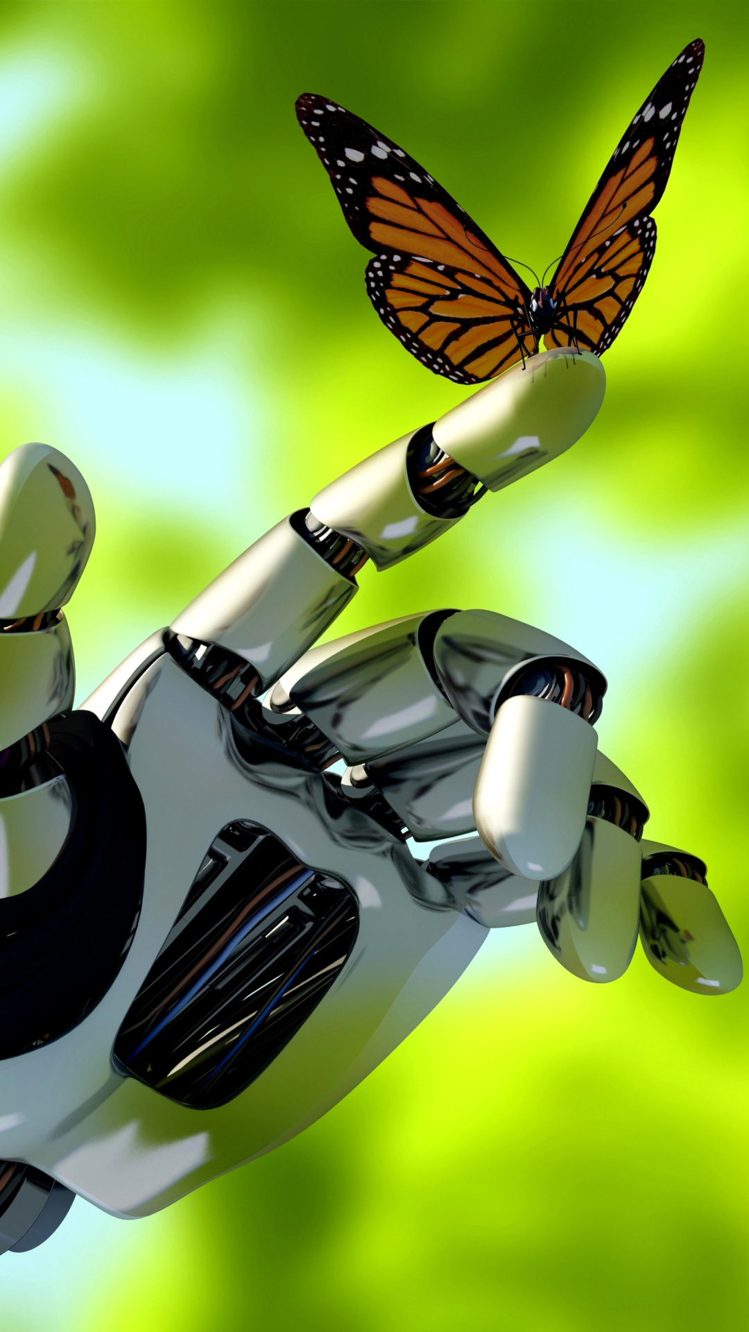 Sfondi Robot hand and butterfly 1080x1920