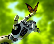 Robot hand and butterfly wallpaper 176x144
