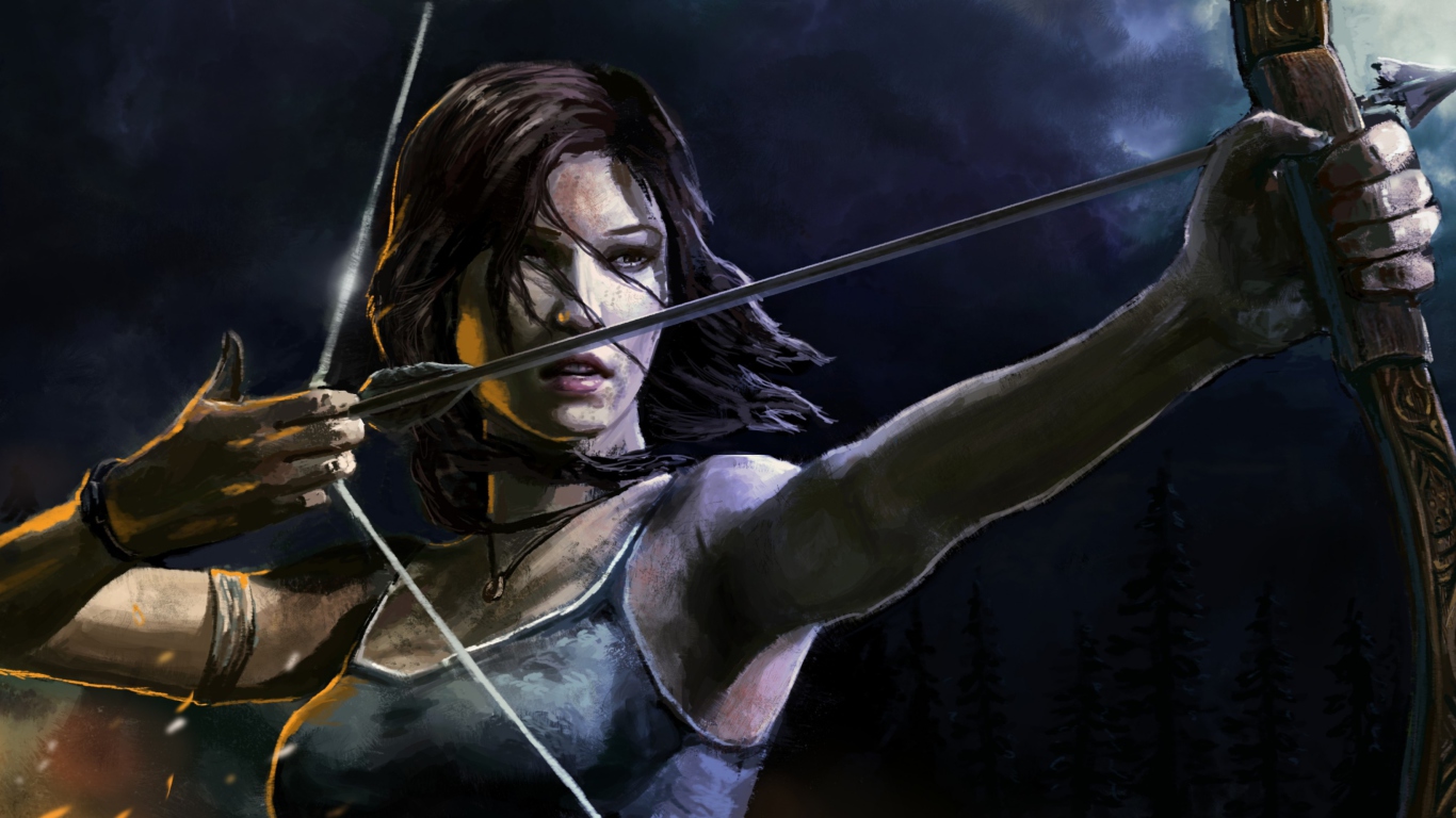 Sfondi Lara Croft With Arrow 1366x768