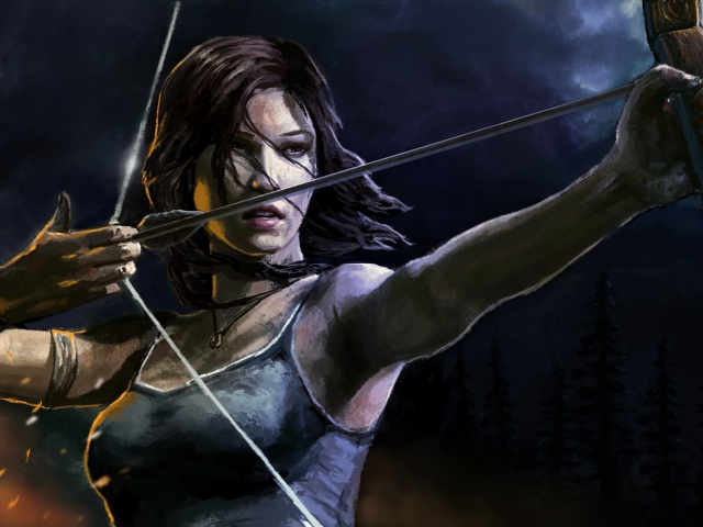 Sfondi Lara Croft With Arrow 640x480