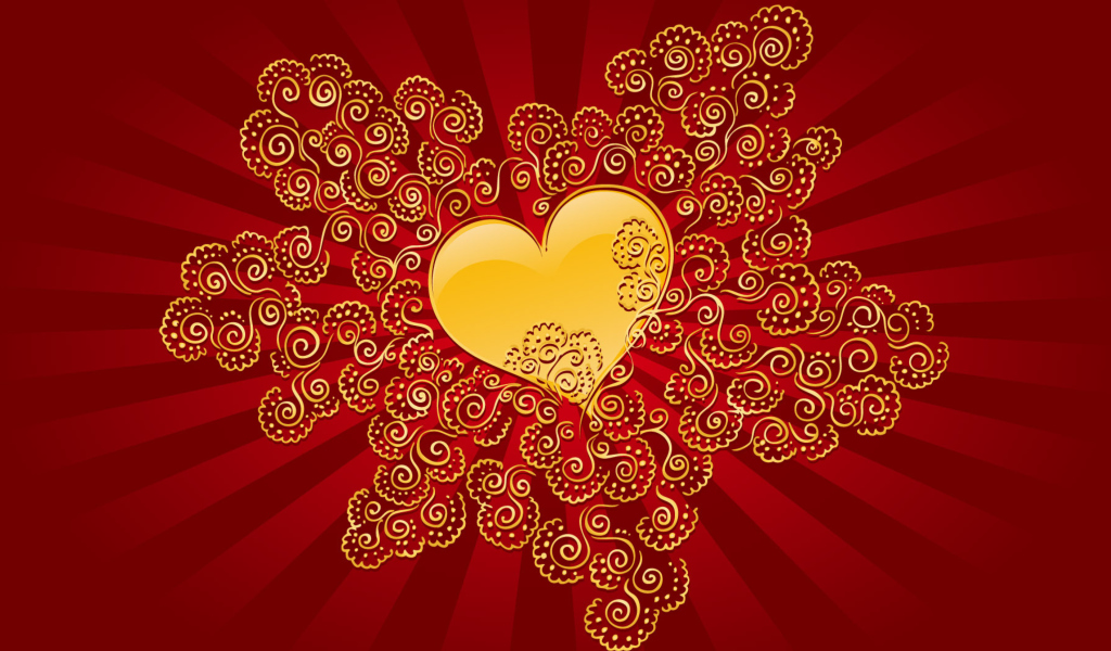 Yellow Heart On Red wallpaper 1024x600