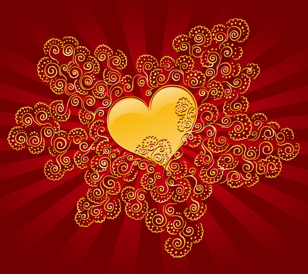 Das Yellow Heart On Red Wallpaper 1080x960