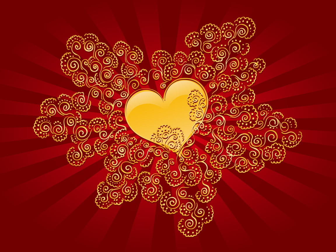 Yellow Heart On Red wallpaper 1152x864