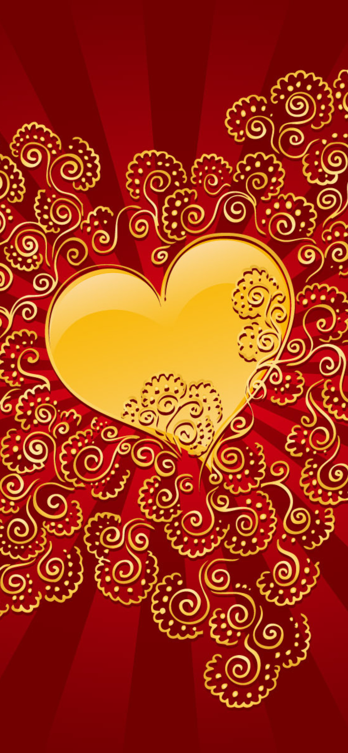 Das Yellow Heart On Red Wallpaper 1170x2532