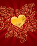 Das Yellow Heart On Red Wallpaper 128x160