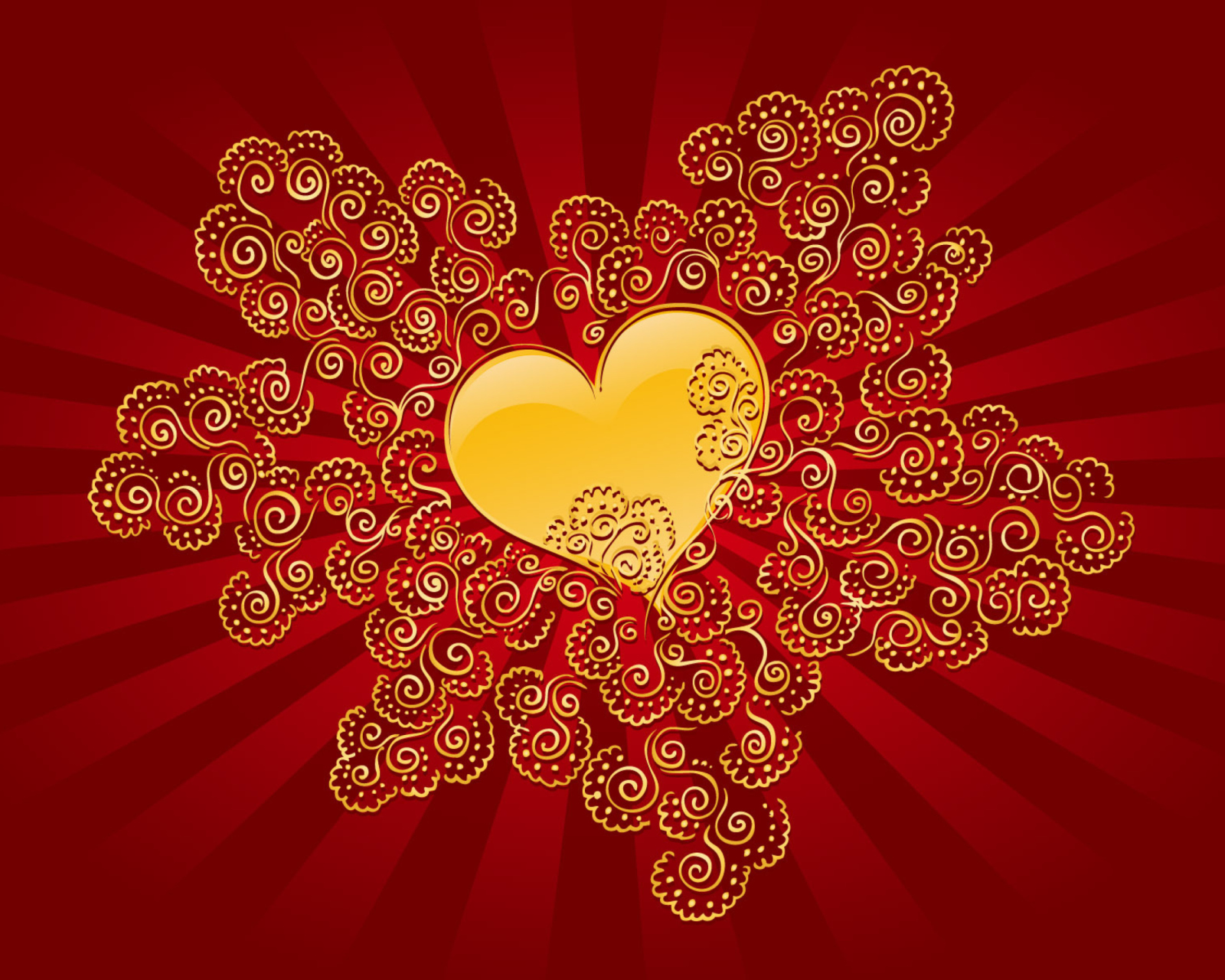 Sfondi Yellow Heart On Red 1600x1280