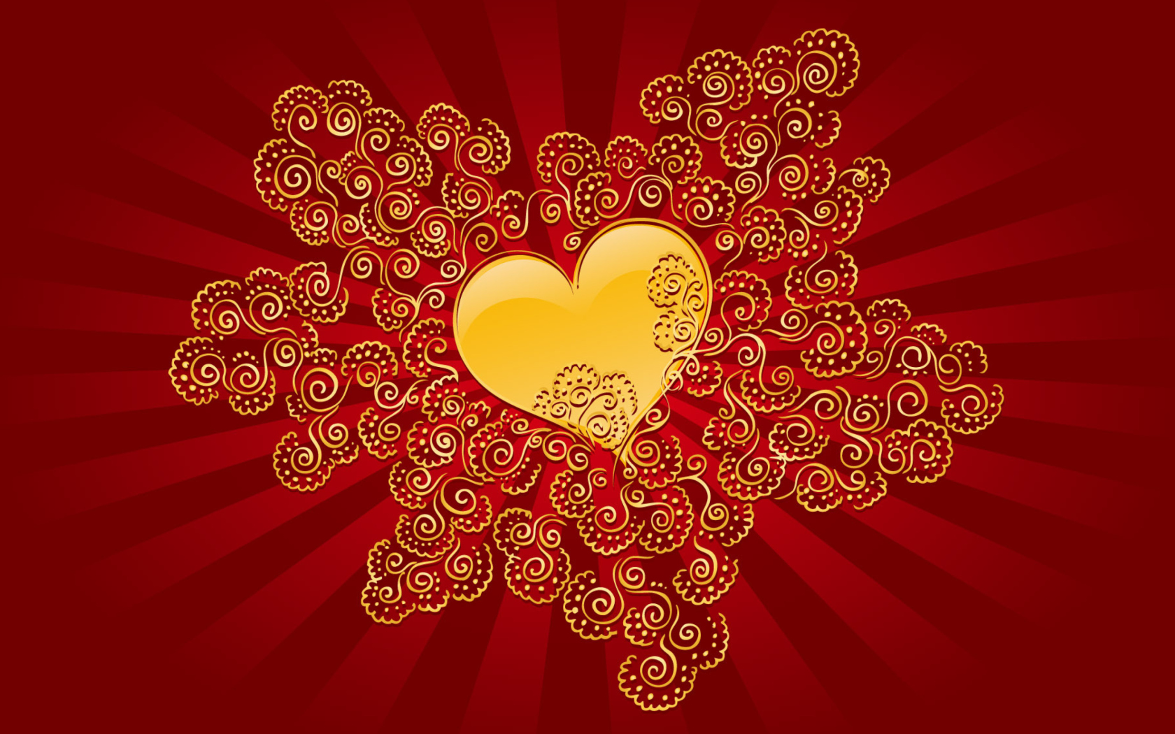 Das Yellow Heart On Red Wallpaper 1680x1050