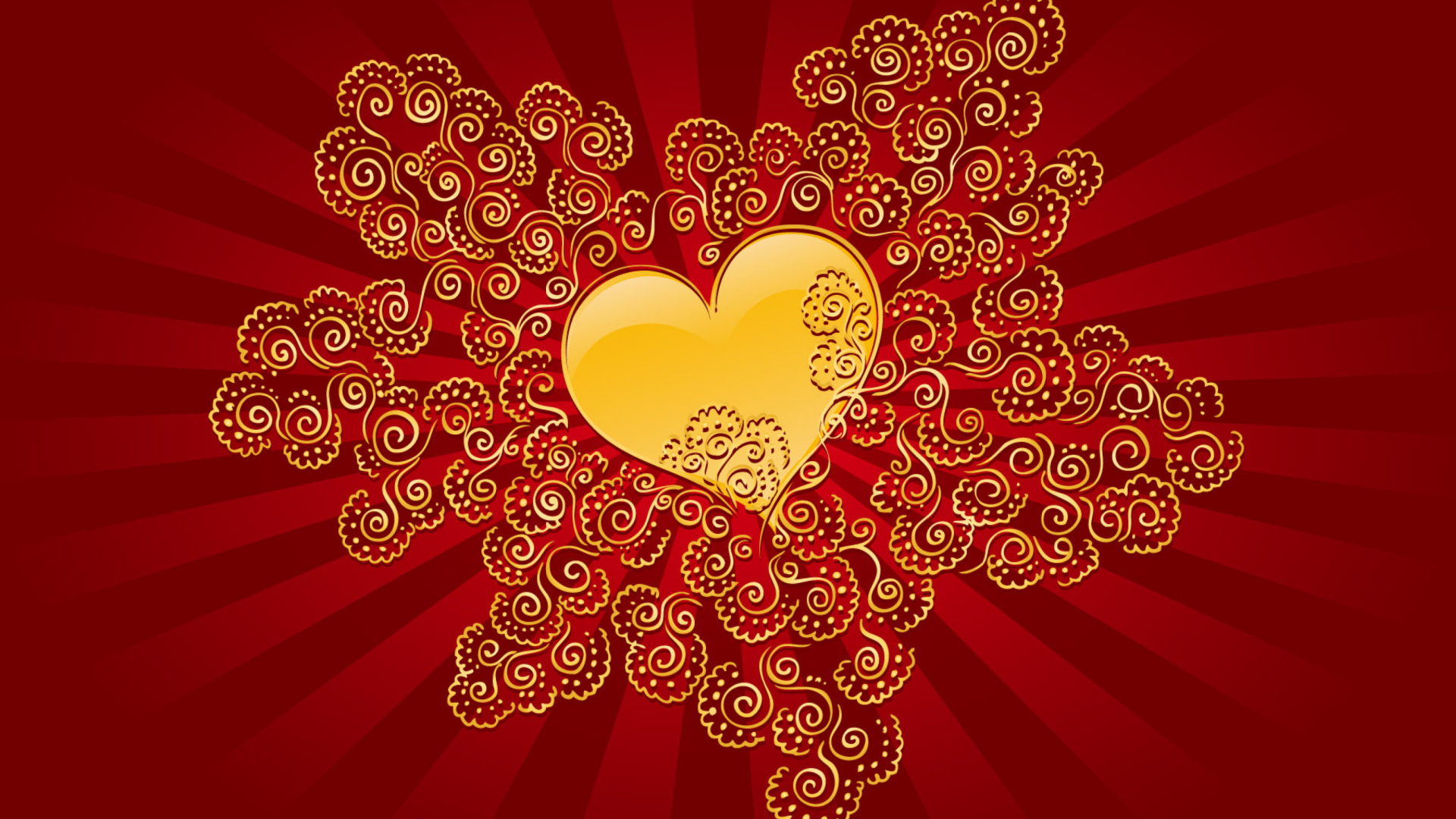 Yellow Heart On Red wallpaper 1920x1080