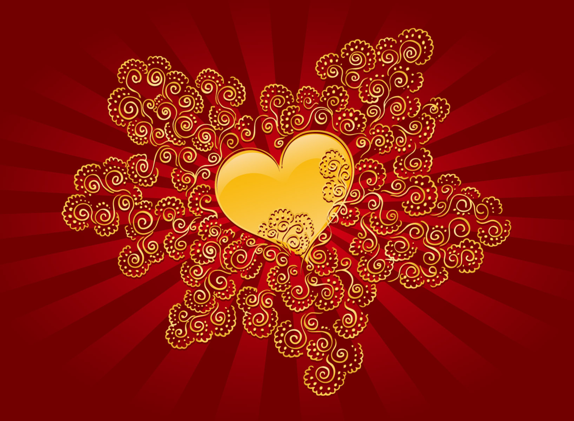 Yellow Heart On Red wallpaper 1920x1408