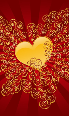 Das Yellow Heart On Red Wallpaper 240x400