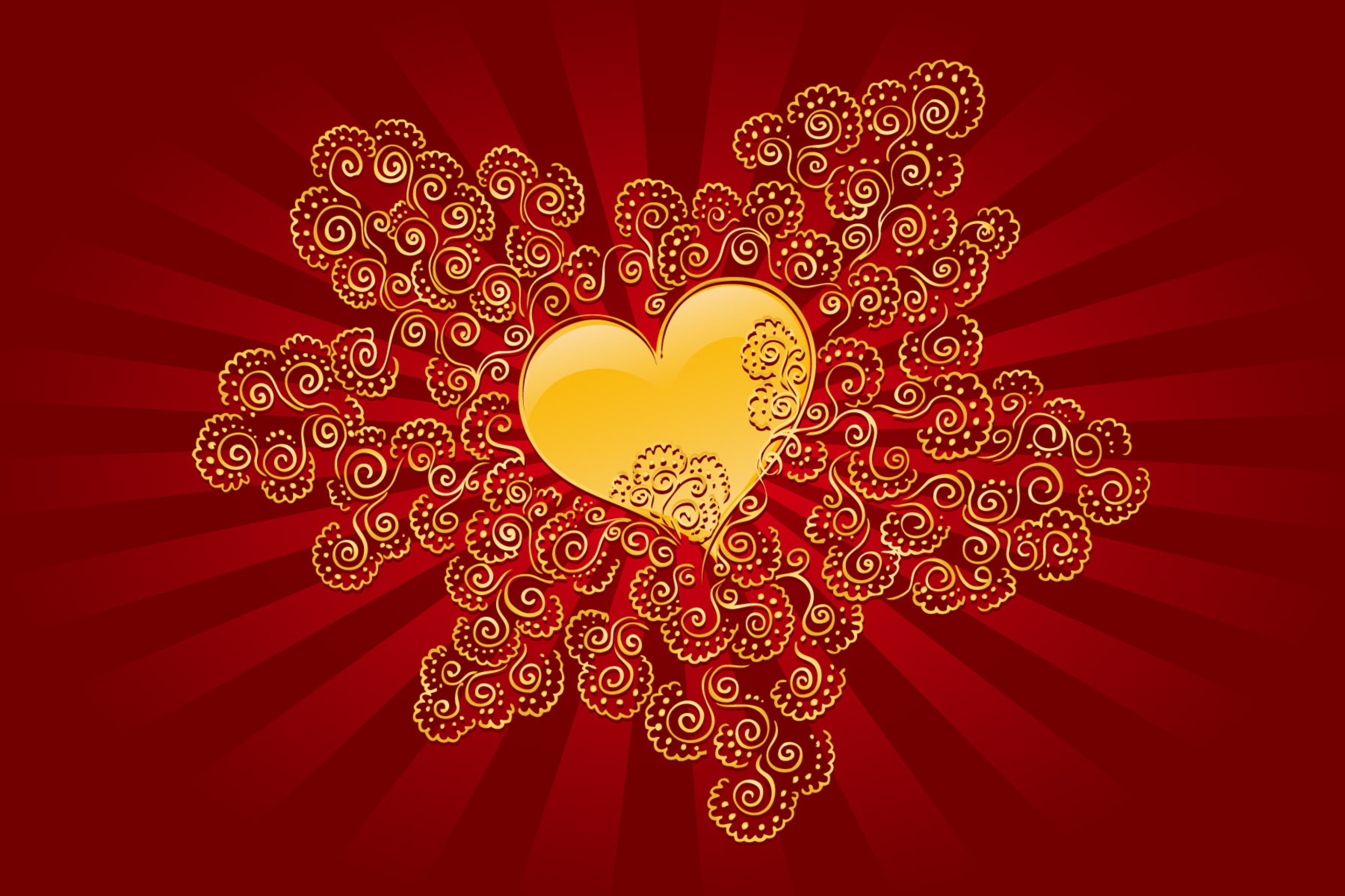 Yellow Heart On Red wallpaper 2880x1920