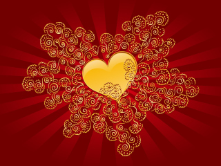 Das Yellow Heart On Red Wallpaper 320x240