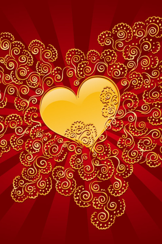 Yellow Heart On Red wallpaper 320x480