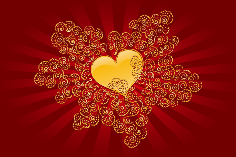 Sfondi Yellow Heart On Red 480x320