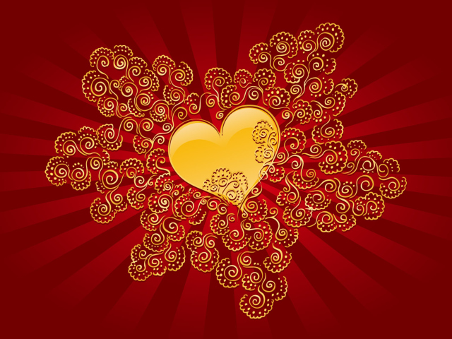 Yellow Heart On Red wallpaper 640x480