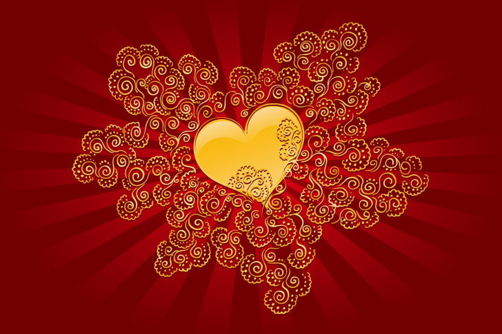 Yellow Heart On Red wallpaper