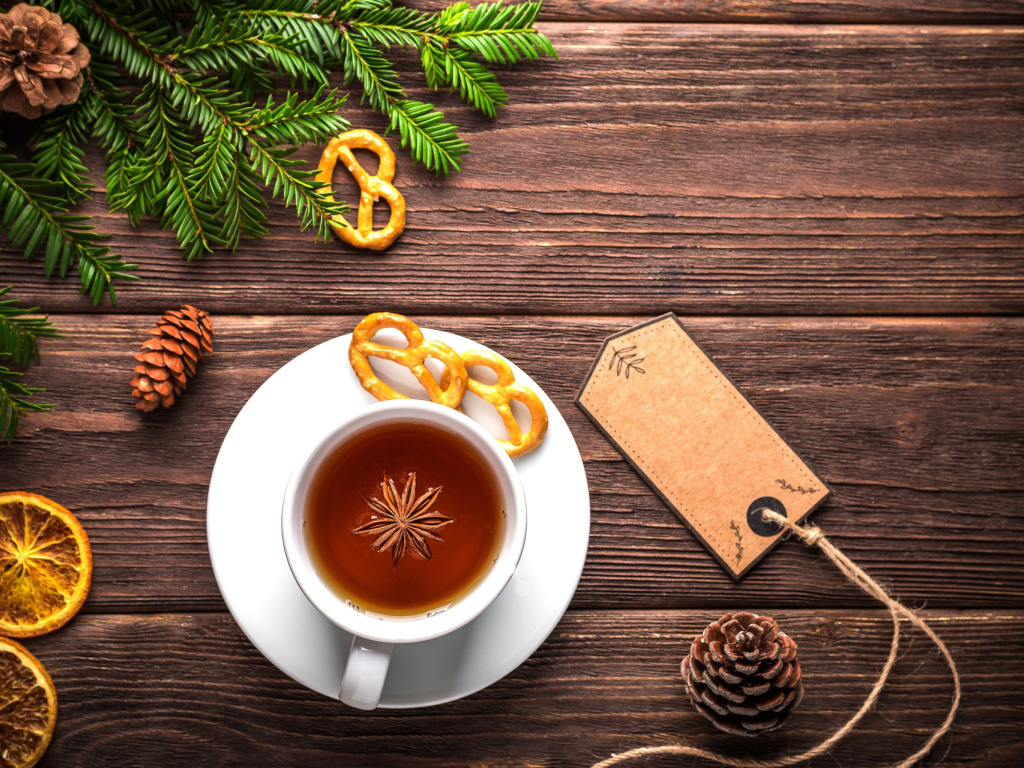 Das Christmas Cup Of Tea Wallpaper 1024x768