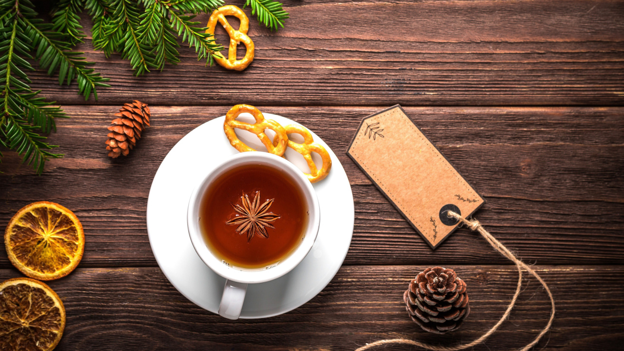 Das Christmas Cup Of Tea Wallpaper 1280x720