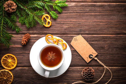 Fondo de pantalla Christmas Cup Of Tea 480x320