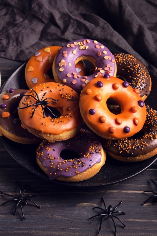 Fondo de pantalla Halloween Donuts 640x960