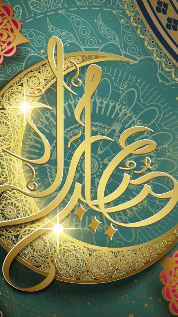 Обои Ramadan Design Eid Mubarak Arabic Calligraphy 360x640