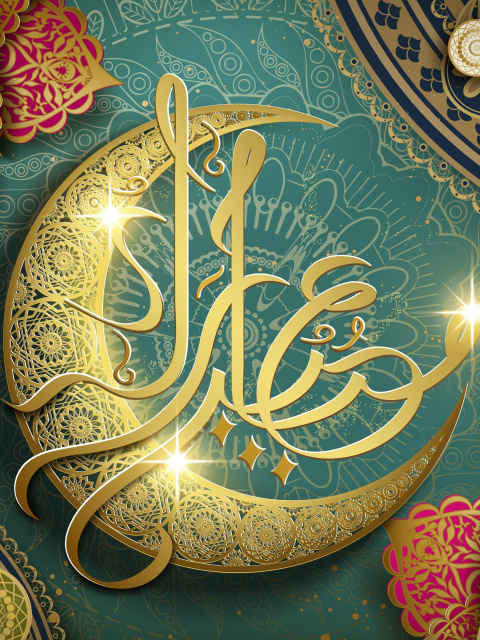Ramadan Design Eid Mubarak Arabic Calligraphy wallpaper 480x640