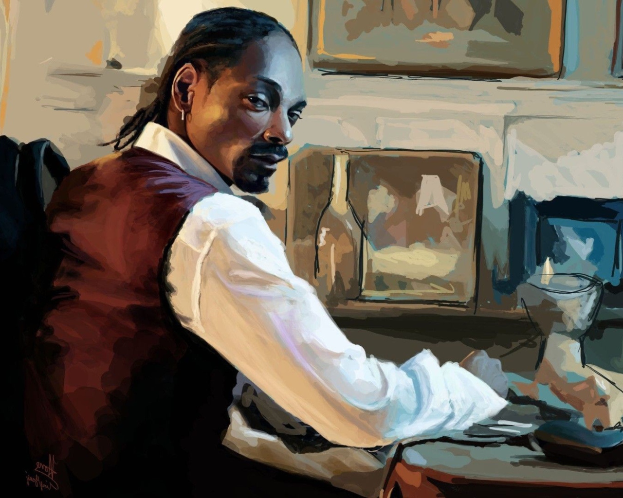 Fondo de pantalla Snoop Dog Portrait Painting 1280x1024