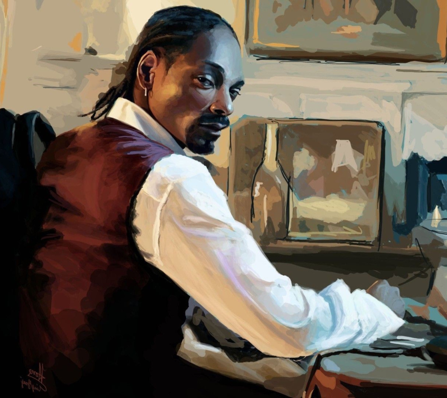 Обои Snoop Dog Portrait Painting 1440x1280